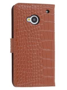 TS-CASE crocodile pattern Genuine leather Wallet Case for HTC One M7 - Brown TS-CASE crocodile pattern Genuine leather Wallet Case for HTC One M7 - Brown