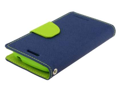 Mercury Goospery Colour Fancy Diary Case with Stand for Samsung Galaxy Trend Plus S7583T - Navy/Lime