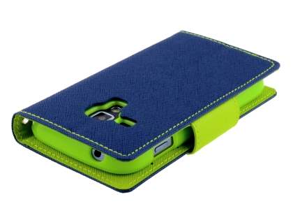 Mercury Goospery Colour Fancy Diary Case with Stand for Samsung Galaxy Trend Plus S7583T - Navy/Lime