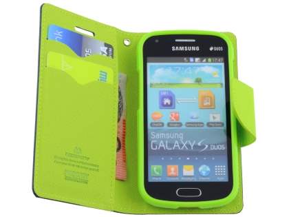 Mercury Goospery Colour Fancy Diary Case with Stand for Samsung Galaxy Trend Plus S7583T - Navy/Lime