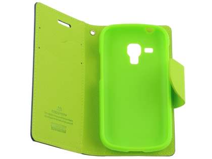 Mercury Goospery Colour Fancy Diary Case with Stand for Samsung Galaxy Trend Plus S7583T - Navy/Lime