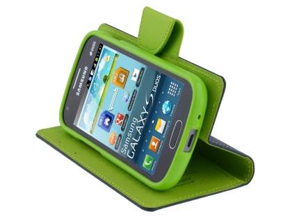 Mercury Goospery Colour Fancy Diary Case with Stand for Samsung Galaxy Trend Plus S7583T - Navy/Lime