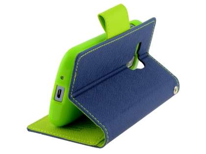 Mercury Goospery Colour Fancy Diary Case with Stand for Samsung Galaxy Trend Plus S7583T - Navy/Lime