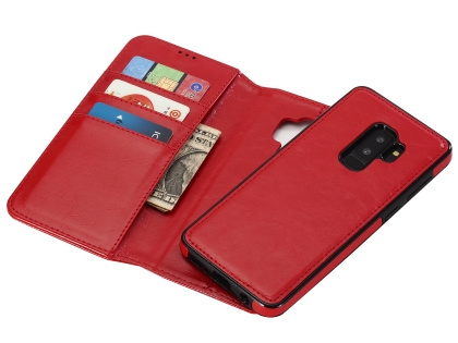 2-in-1 Synthetic Leather Wallet Case for Samsung Galaxy S9+ - Red