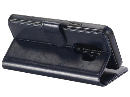 2-in-1 Synthetic Leather Wallet Case for Samsung Galaxy S9+ - Midnight Blue