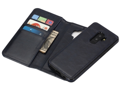 2-in-1 Synthetic Leather Wallet Case for Samsung Galaxy S9+ - Midnight Blue