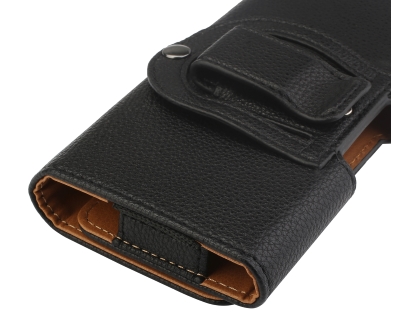 Textured Synthetic Leather Belt Pouch - Mobile Only - Black