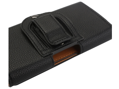 Textured Synthetic Leather Belt Pouch - Mobile Only - Black
