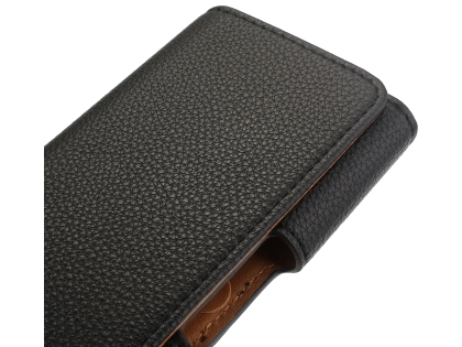 Textured Synthetic Leather Belt Pouch - Mobile Only - Black