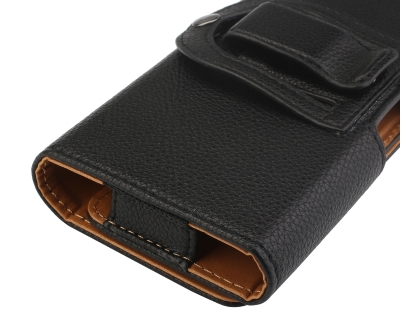 Textured Synthetic Leather Belt Pouch - Bumper Case Compatible - Black