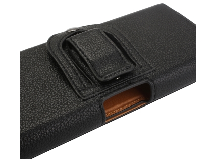 Textured Synthetic Leather Belt Pouch - Bumper Case Compatible - Black