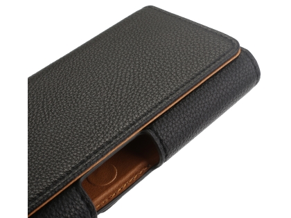 Textured Synthetic Leather Belt Pouch - Bumper Case Compatible - Black