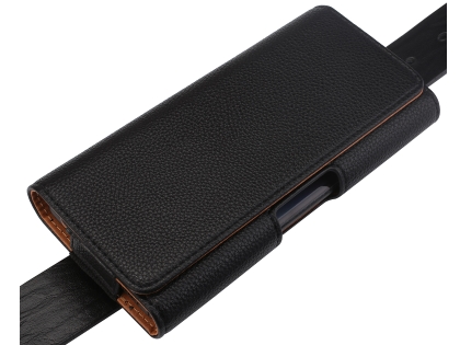 Textured Synthetic Leather Belt Pouch - Bumper Case Compatible - Black