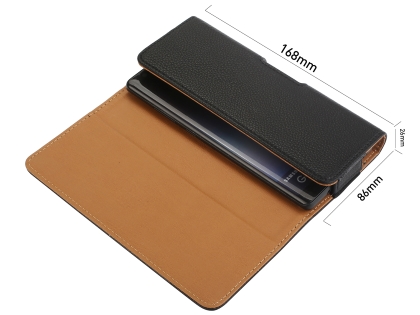 Textured Synthetic Leather Belt Pouch - Bumper Case Compatible - Black