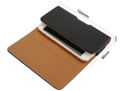 Textured Synthetic Leather Belt Pouch - Mobile Only - Black