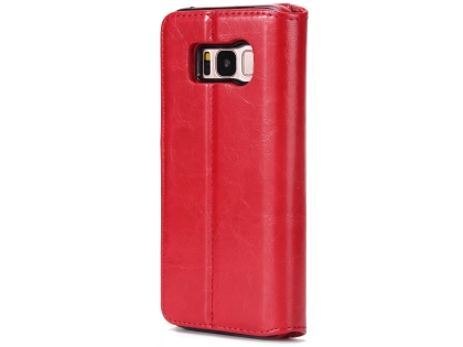 2-in-1 Synthetic Leather Wallet Case for Samsung Galaxy S8+ - Red Leather Wallet Case