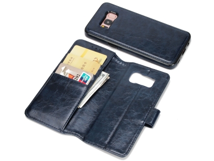 2-in-1 Synthetic Leather Wallet Case for Samsung Galaxy S8+ - Midnight Blue