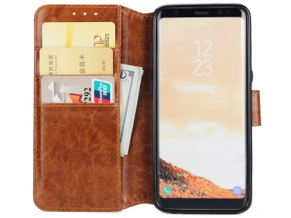 2-in-1 Synthetic Leather Wallet Case for Samsung Galaxy S8+ - Brown