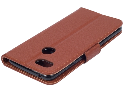Premium Leather Wallet Case for Google Pixel 3 - Brown
