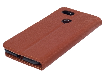 Premium Leather Wallet Case for Google Pixel 3 - Brown