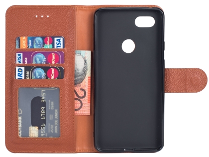 Premium Leather Wallet Case for Google Pixel 3 - Brown