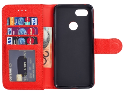Premium Leather Wallet Case for Google Pixel 3 XL - Red