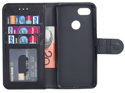 Premium Leather Wallet Case for Google Pixel 3 XL - Black