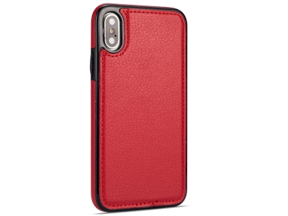 Synthetic Leather Back Cover for iPhone Xs/X - Red Hard Case