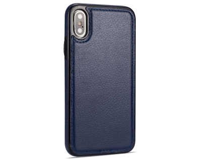 Synthetic Leather Back Cover for iPhone Xs/X - Midnight Blue Hard Case