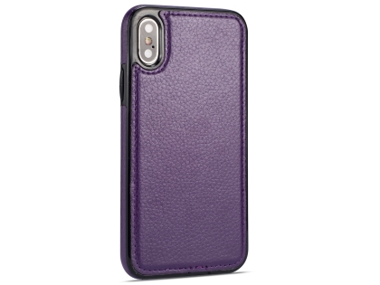 Synthetic Leather Back Cover for iPhone Xs/X - Purple Hard Case