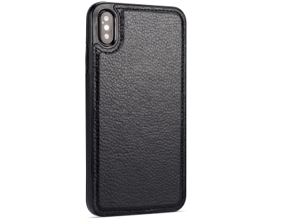 Synthetic Leather Back Cover for iPhone Xs Max - Black Hard Case