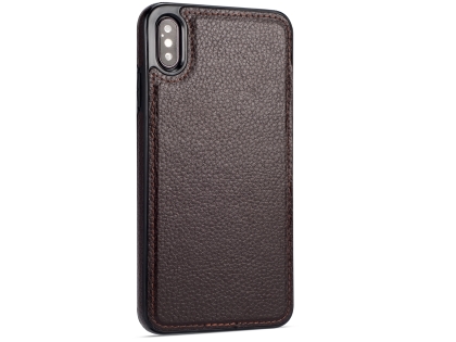 Synthetic Leather Back Cover for iPhone Xs Max - Brown Hard Case