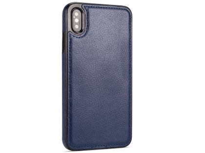 Synthetic Leather Back Cover for iPhone Xs Max - Midnight Blue Hard Case