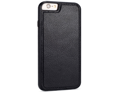 Synthetic Leather Back Cover for iPhone 6s Plus/6 Plus - Black Hard Case