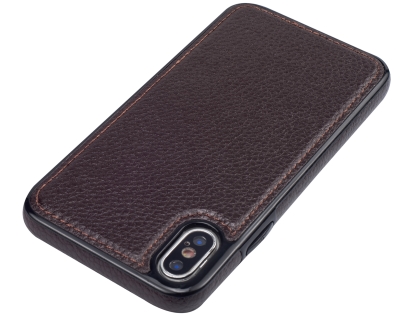 Synthetic Leather Back Cover for iPhone Xs/X - Brown