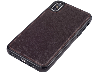 Synthetic Leather Back Cover for iPhone Xs/X - Brown