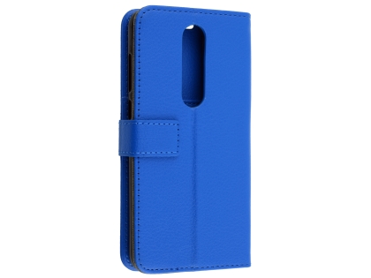 Synthetic Leather Wallet Case with Stand for Nokia 5.1 Plus - Blue Leather Wallet Case