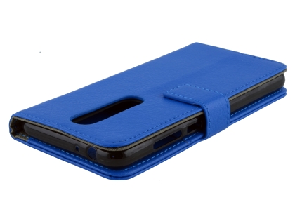 Synthetic Leather Wallet Case with Stand for Nokia 5.1 Plus - Blue