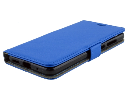 Synthetic Leather Wallet Case with Stand for Nokia 5.1 Plus - Blue