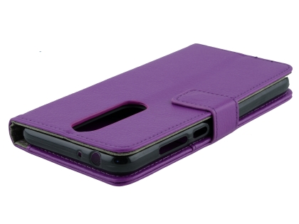 Synthetic Leather Wallet Case with Stand for Nokia 5.1 Plus - Purple