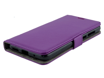 Synthetic Leather Wallet Case with Stand for Nokia 5.1 Plus - Purple