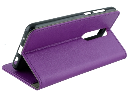 Synthetic Leather Wallet Case with Stand for Nokia 5.1 Plus - Purple