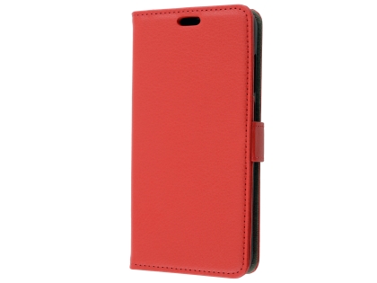 Synthetic Leather Wallet Case with Stand for Nokia 5.1 Plus - Red