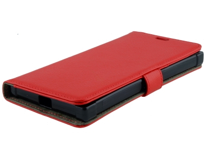 Synthetic Leather Wallet Case with Stand for Razer Phone 2 - Red