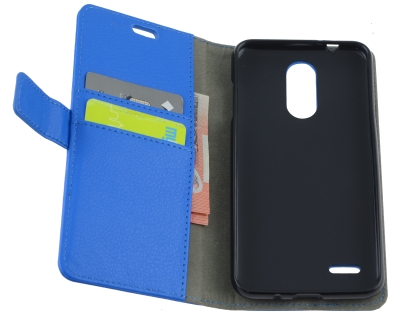 Synthetic Leather Wallet Case with Stand for LG K11+ - Blue