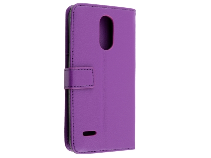 Synthetic Leather Wallet Case with Stand for LG K11+ - Purple Leather Wallet Case