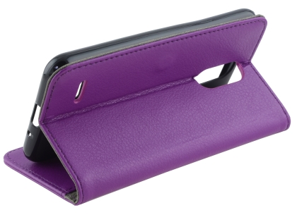 Synthetic Leather Wallet Case with Stand for LG K11+ - Purple