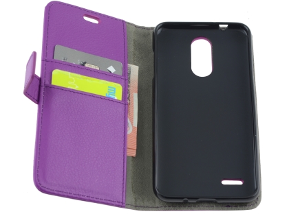 Synthetic Leather Wallet Case with Stand for LG K11+ - Purple