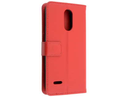 Synthetic Leather Wallet Case with Stand for LG K11+ - Red Leather Wallet Case