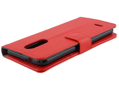 Synthetic Leather Wallet Case with Stand for LG K11+ - Red